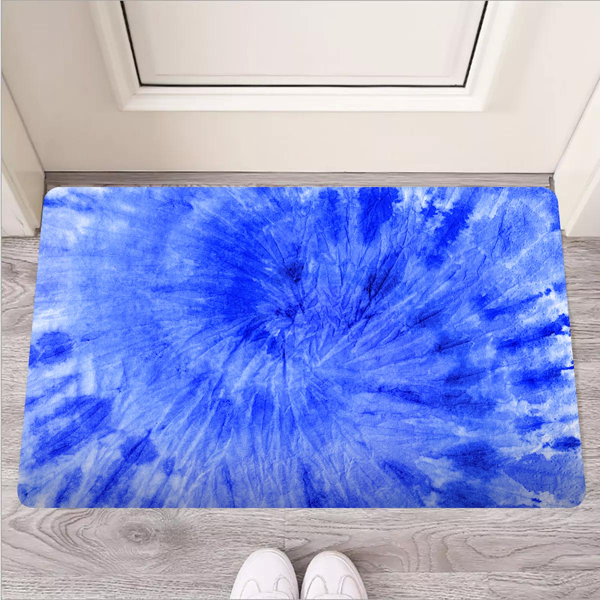 Blue Tie Dye Print Door Mat-grizzshop