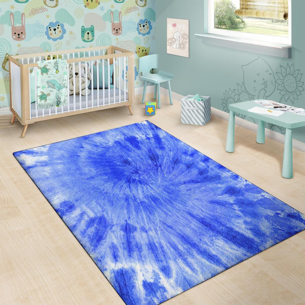 Blue Tie Dye Print Floor Mat-grizzshop