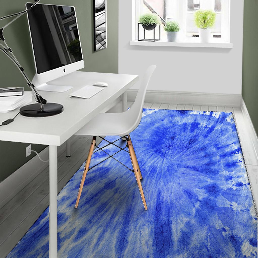 Blue Tie Dye Print Floor Mat-grizzshop