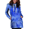 Blue Tie Dye Print Hoodie Dress-grizzshop