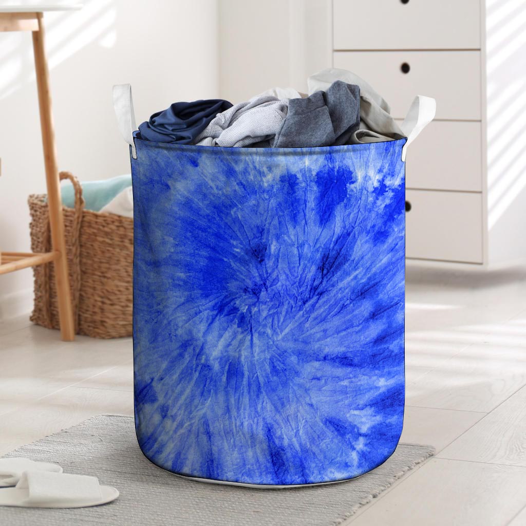 Blue Tie Dye Print Laundry Basket-grizzshop