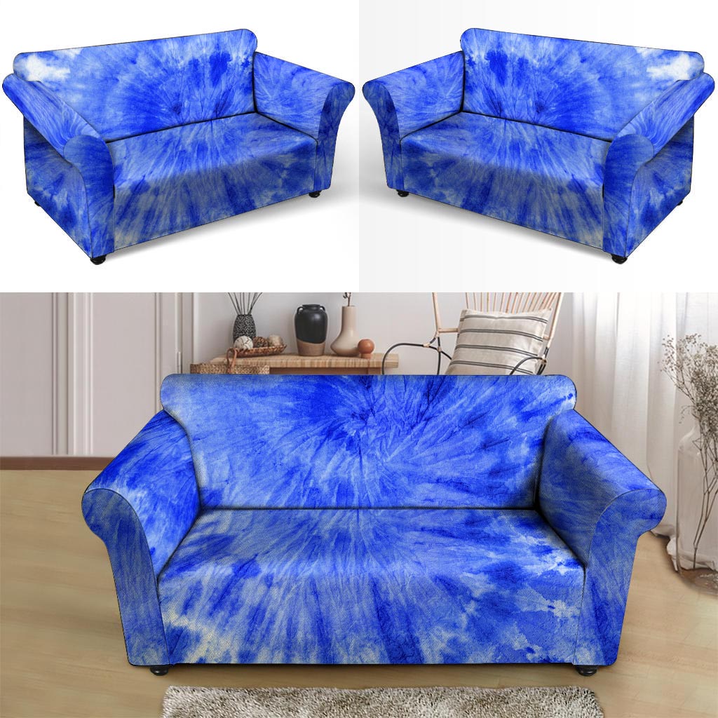 Blue Tie Dye Print Loveseat Cover-grizzshop