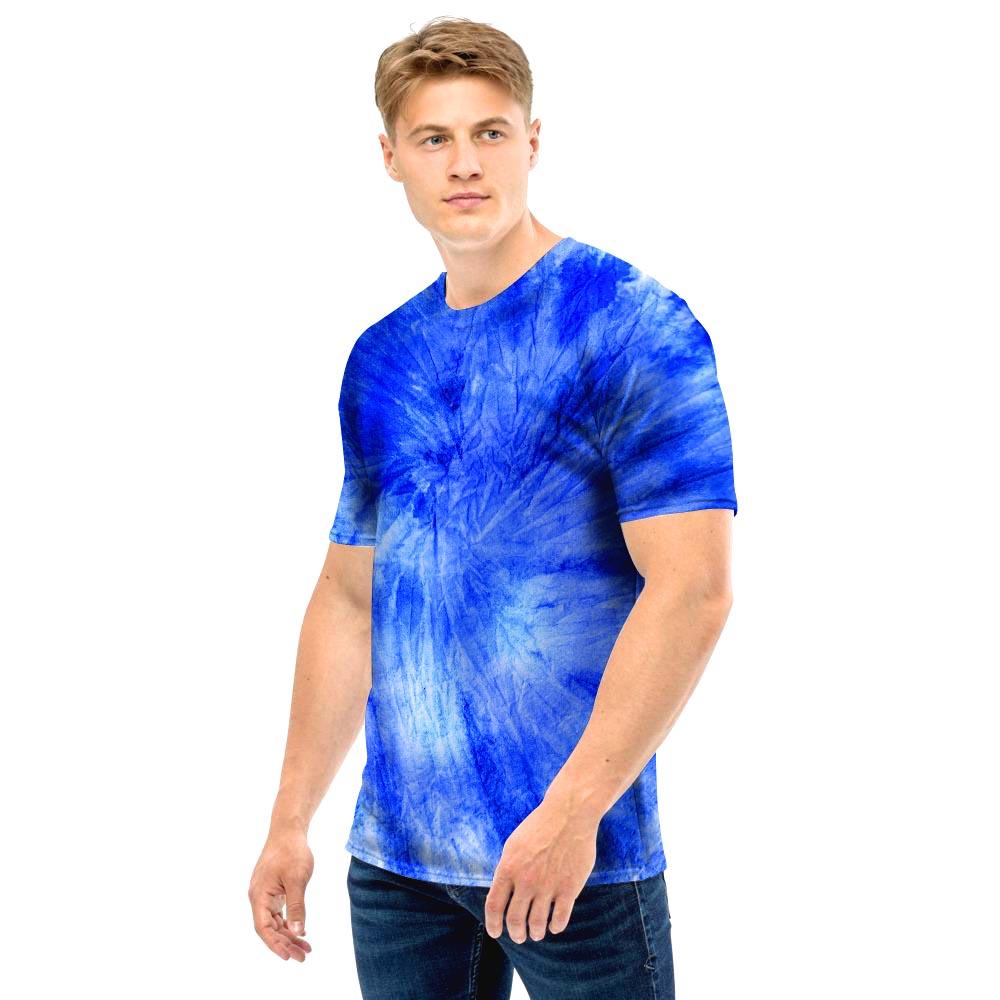 Blue Tie Dye Print Men T Shirt-grizzshop