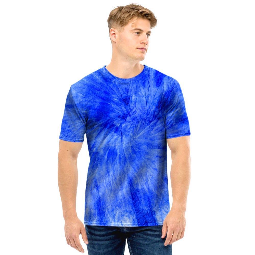 Blue Tie Dye Print Men T Shirt-grizzshop