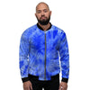 Blue Tie Dye Print Men's Bomber Jacket-grizzshop