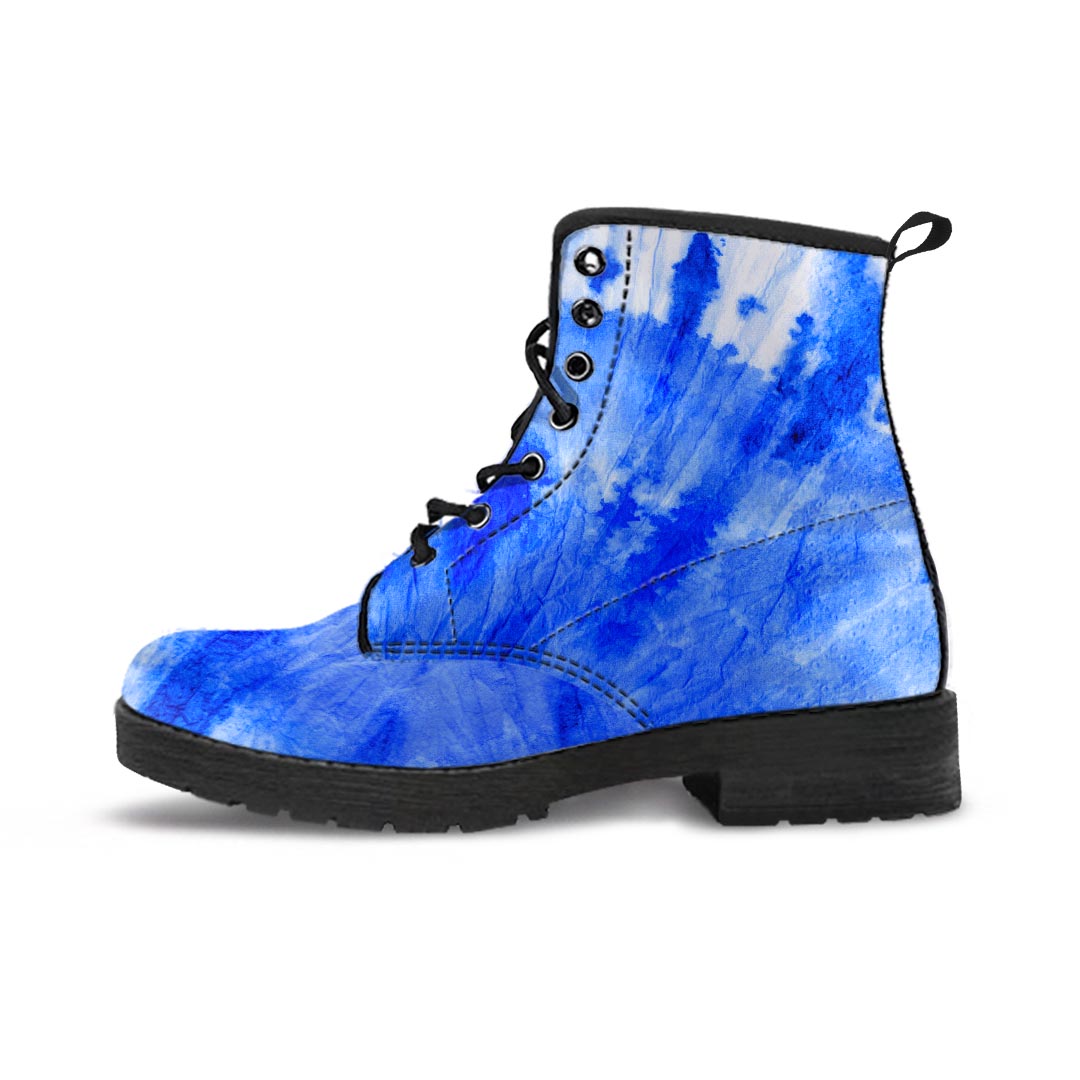 Blue Tie Dye Print Men's Boots-grizzshop