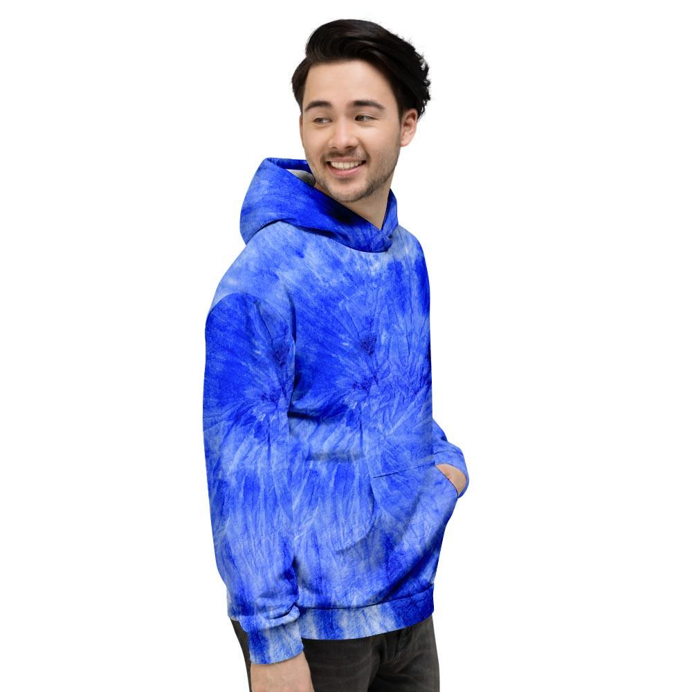 Blue Tie Dye Print Men's Hoodie-grizzshop