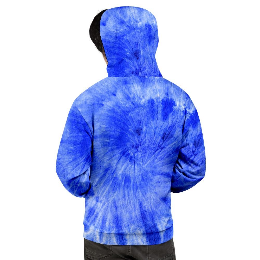 Blue Tie Dye Print Men's Hoodie-grizzshop