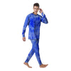 Blue Tie Dye Print Men's Pajamas-grizzshop