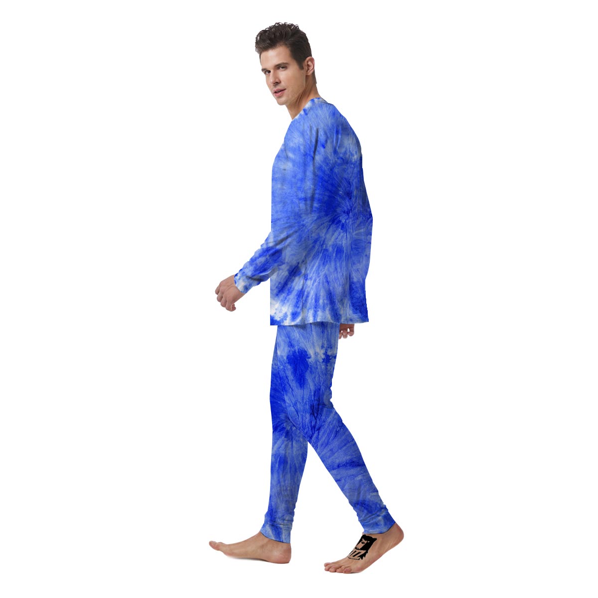 Blue Tie Dye Print Men's Pajamas-grizzshop