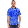 Blue Tie Dye Print Men's Short Sleeve Shirt-grizzshop