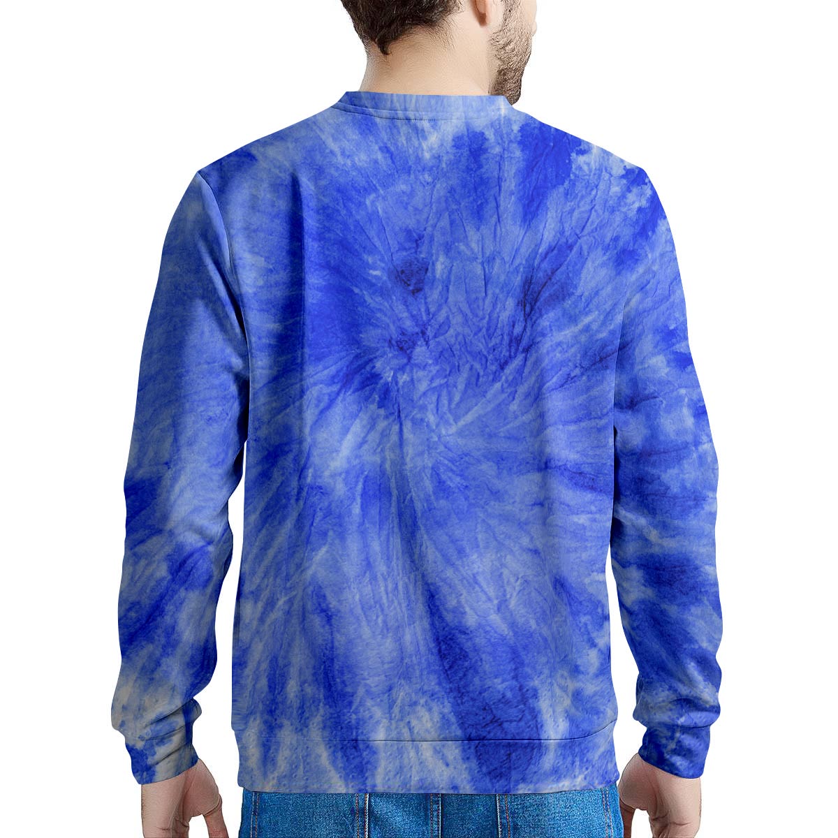 Blue Tie Dye Print Men's Sweatshirt-grizzshop