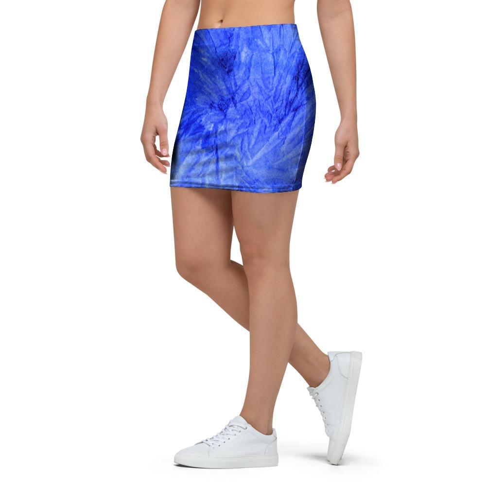 Blue Tie Dye Print Mini Skirt-grizzshop
