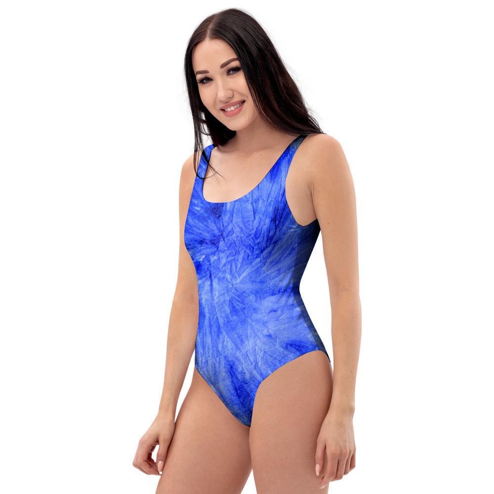 Blue Tie Dye Print One Piece Swimsuite-grizzshop