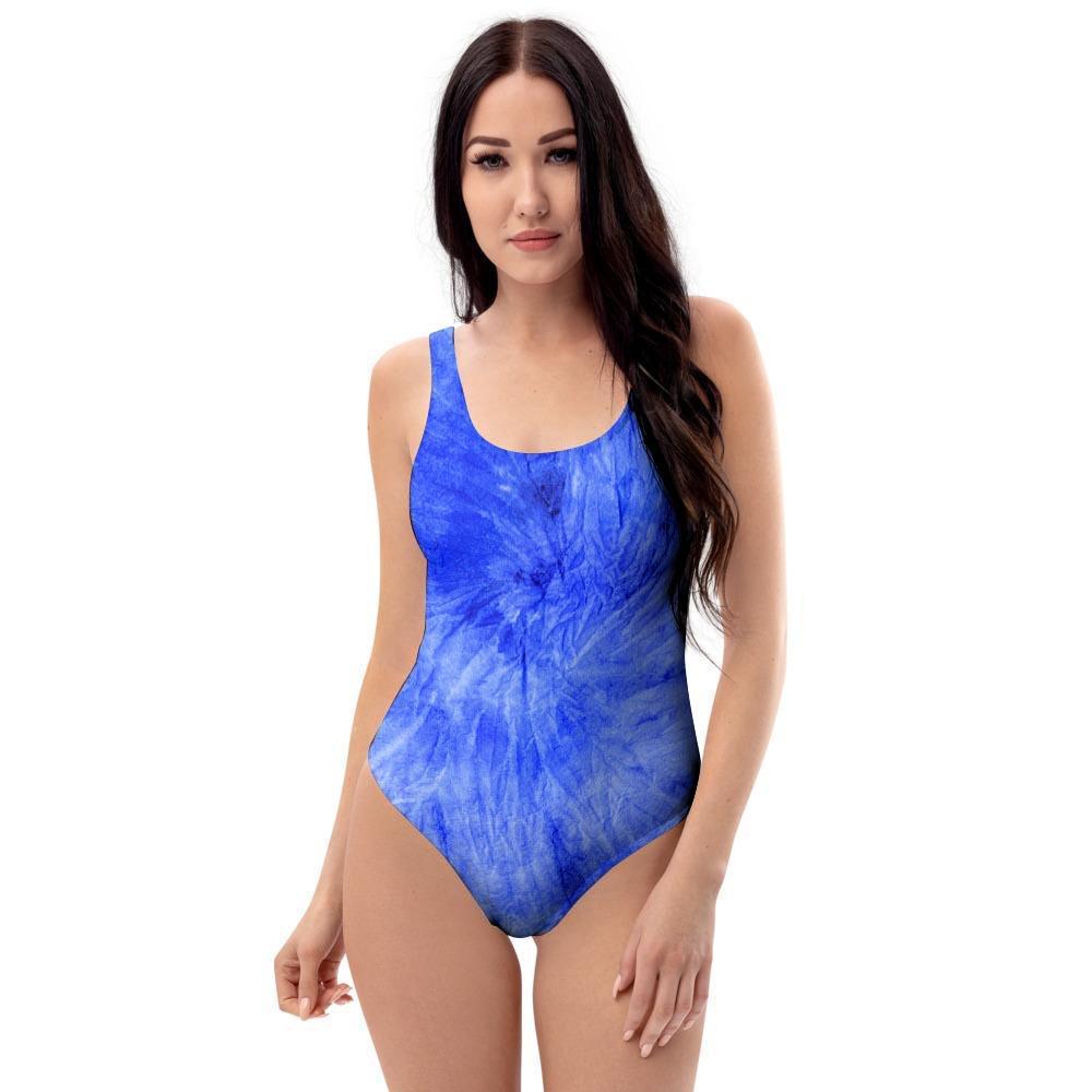 Blue Tie Dye Print One Piece Swimsuite-grizzshop