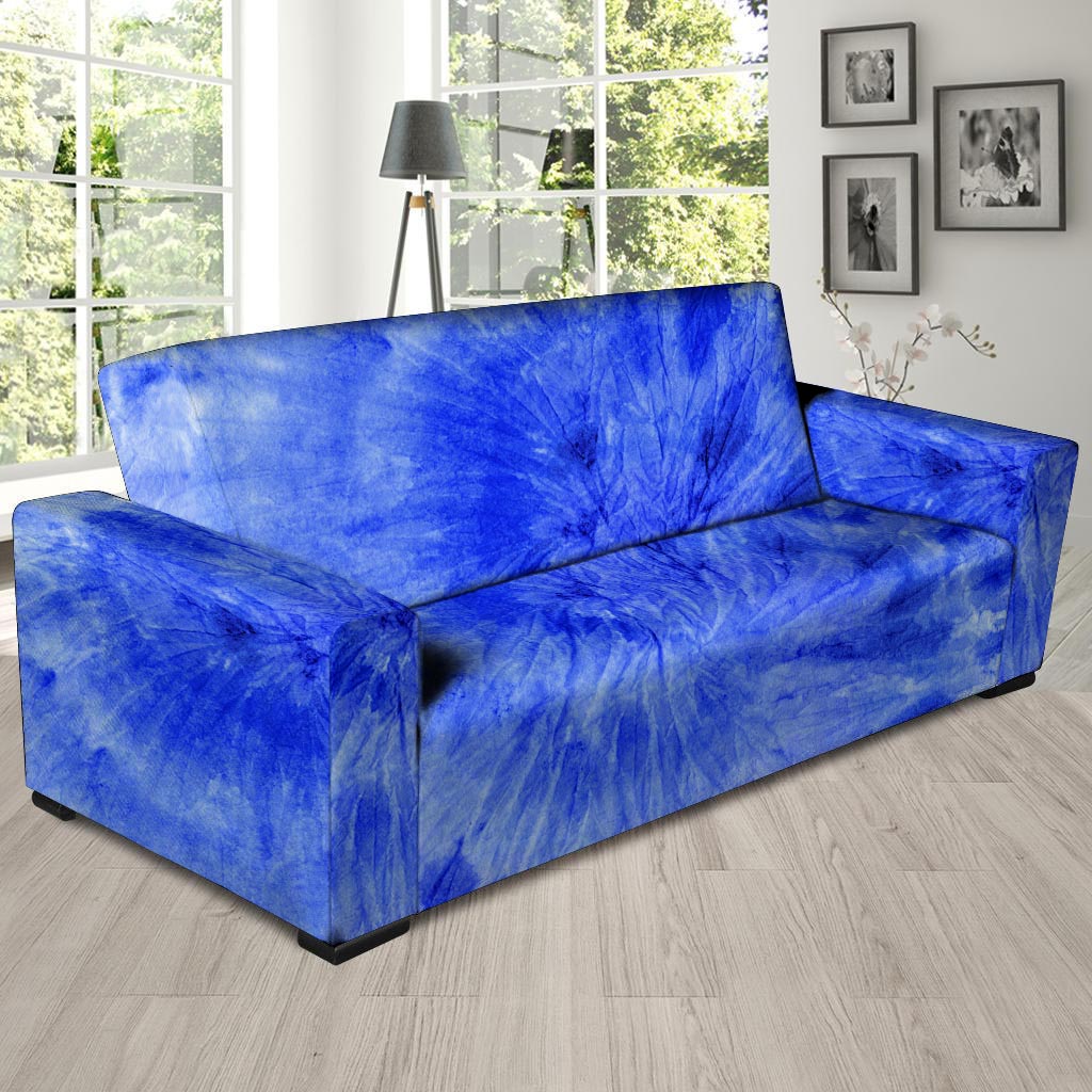 Blue Tie Dye Print Sofa Cover-grizzshop