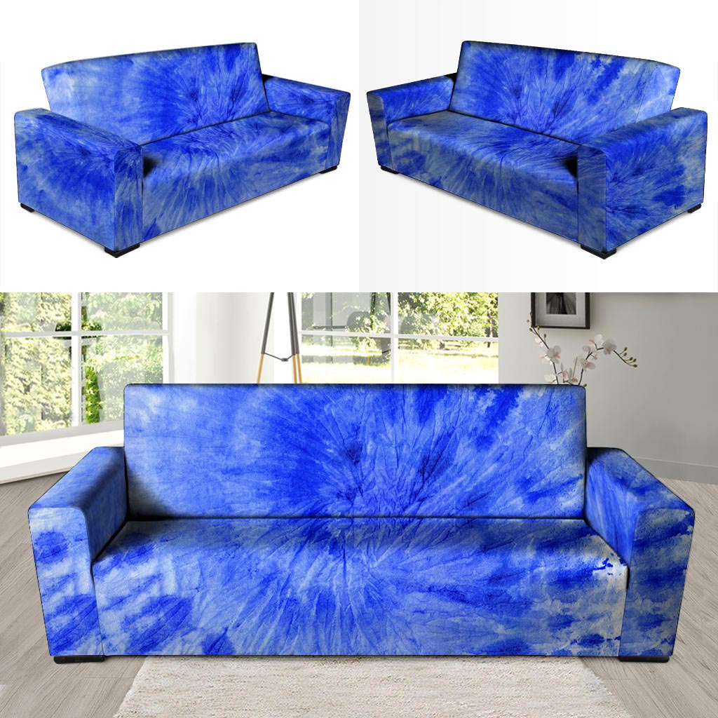 Blue Tie Dye Print Sofa Cover-grizzshop