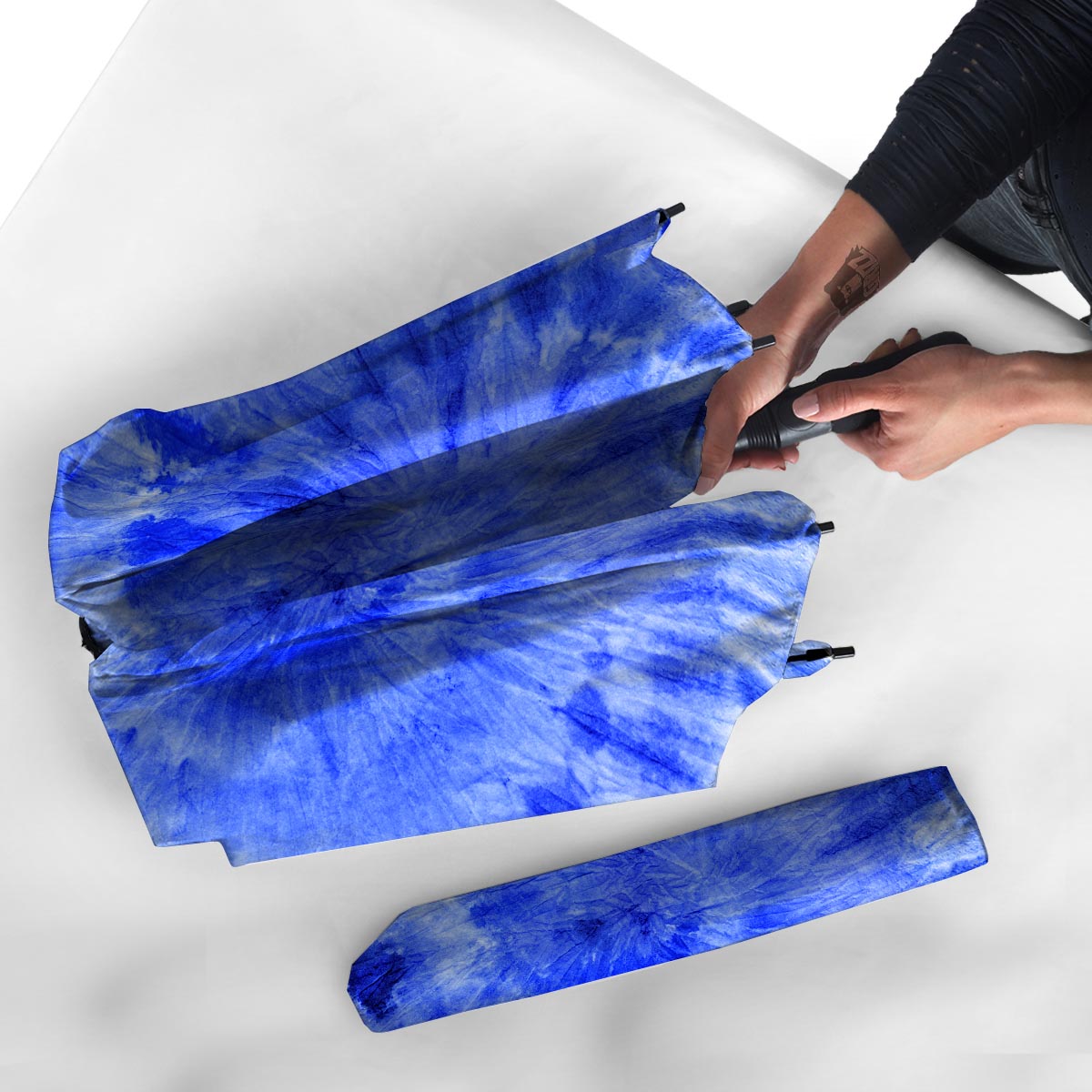 Blue Tie Dye Print Umbrella-grizzshop