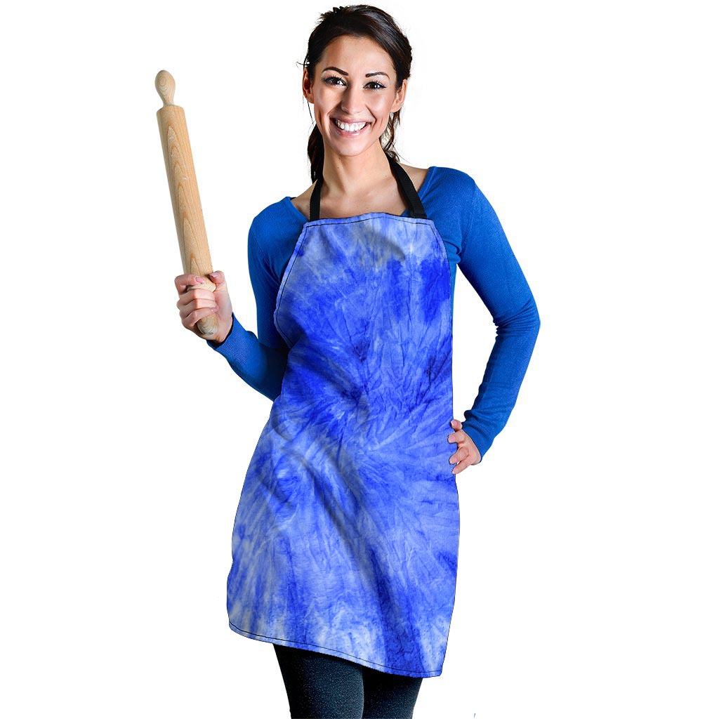 Blue Tie Dye Print Women's Apron-grizzshop