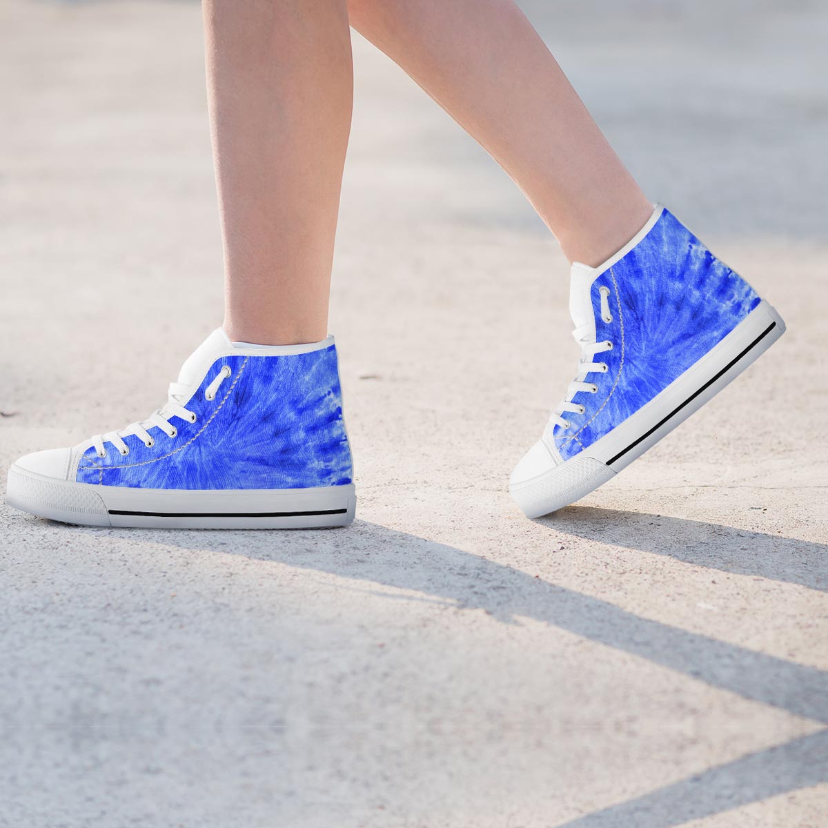 Blue Tie Dye Print Women's High Top Shoes-grizzshop