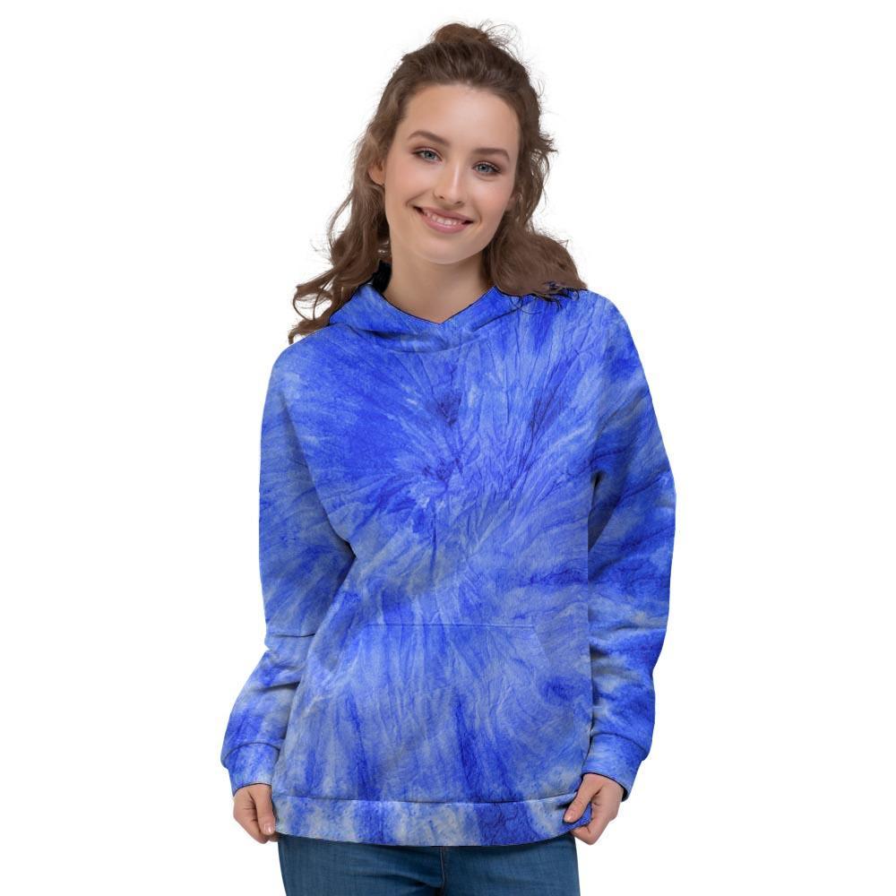 Blue Tie Dye Print Women's Hoodie-grizzshop