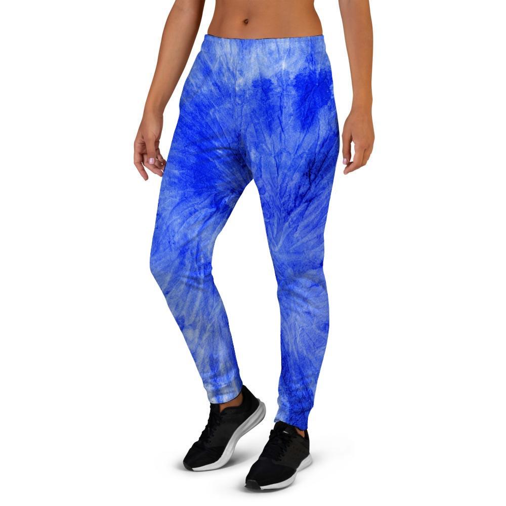 Blue Tie Dye Print Women's Joggers-grizzshop