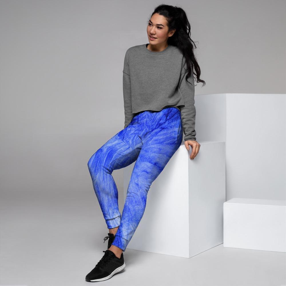 Blue Tie Dye Print Women's Joggers-grizzshop