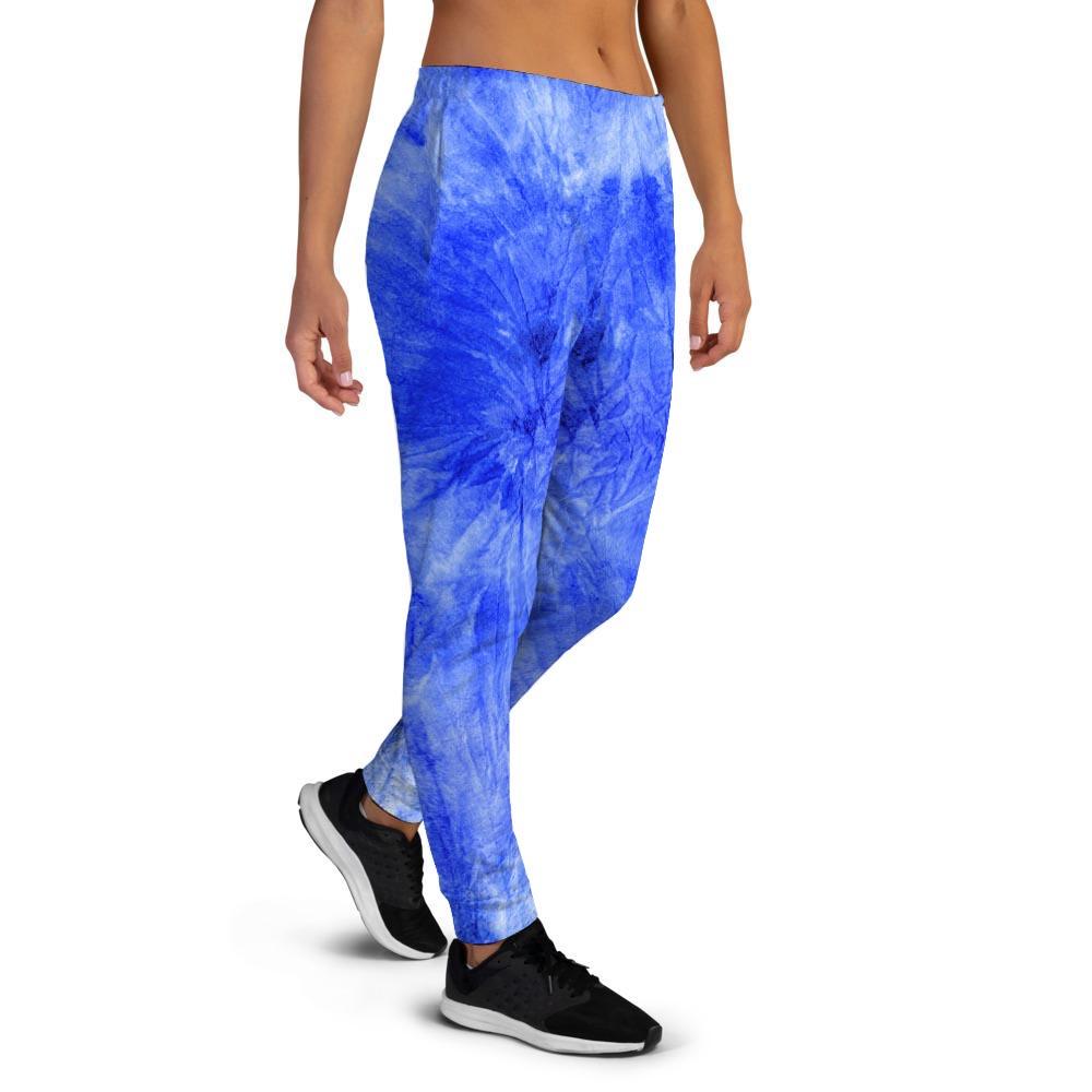 Blue Tie Dye Print Women's Joggers-grizzshop