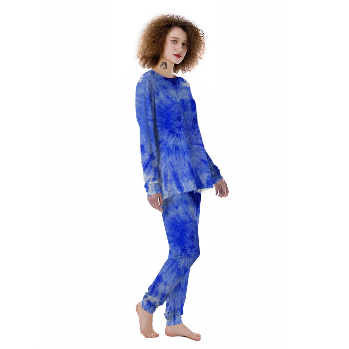 Blue Tie Dye Print Women's Pajamas-grizzshop