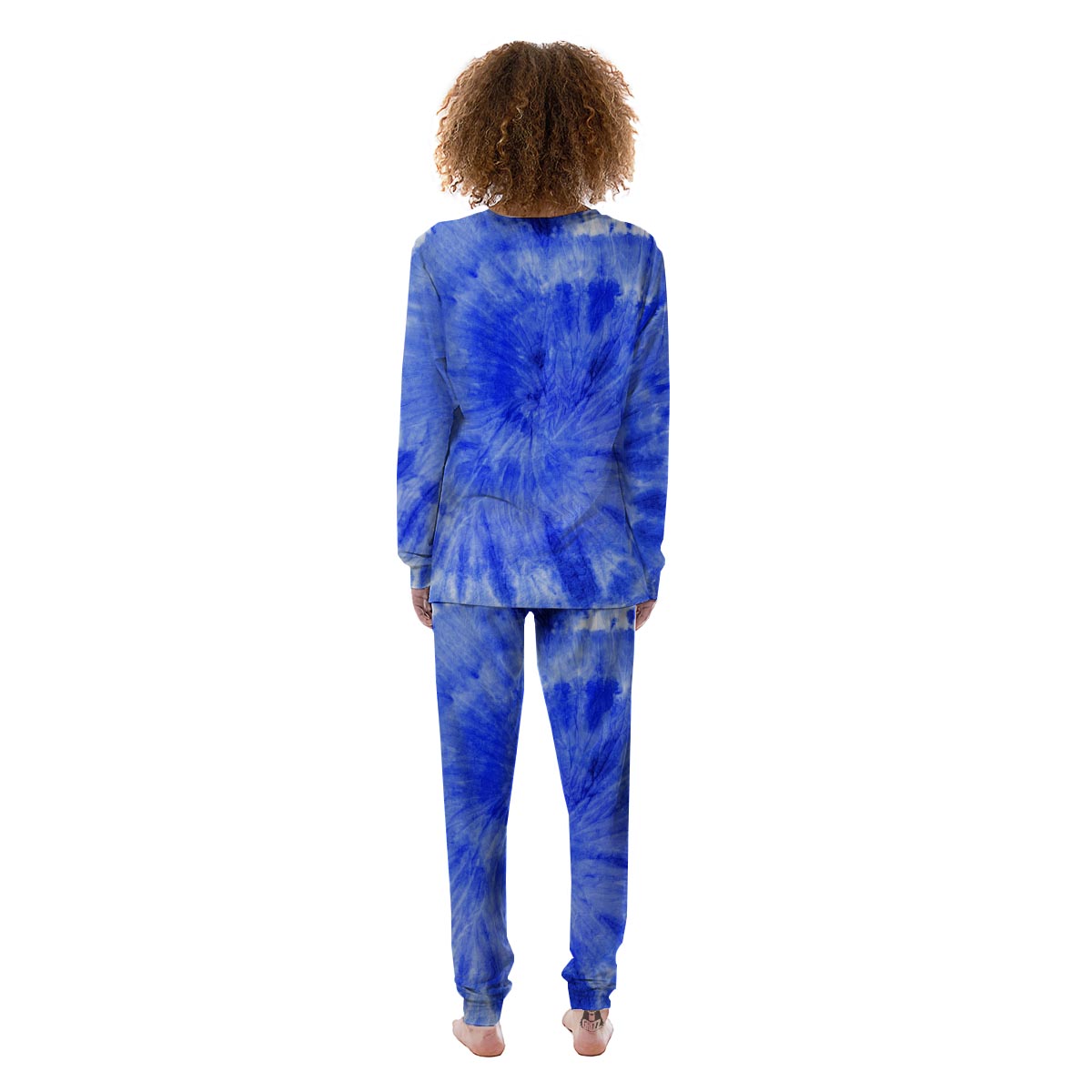 Blue Tie Dye Print Women's Pajamas-grizzshop