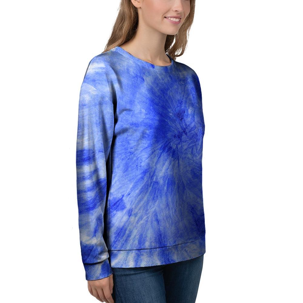 Blue Tie Dye Print Women's Sweatshirt-grizzshop