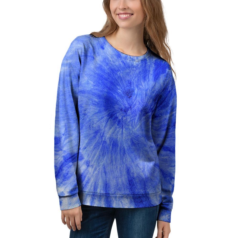 Blue Tie Dye Print Women's Sweatshirt-grizzshop