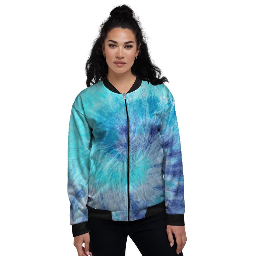 Blue Tie Dye Women's Bomber Jacket-grizzshop