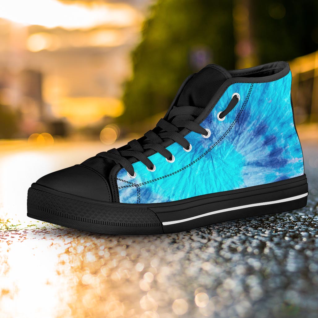 Blue Tie Dye Women's High Top Shoes-grizzshop