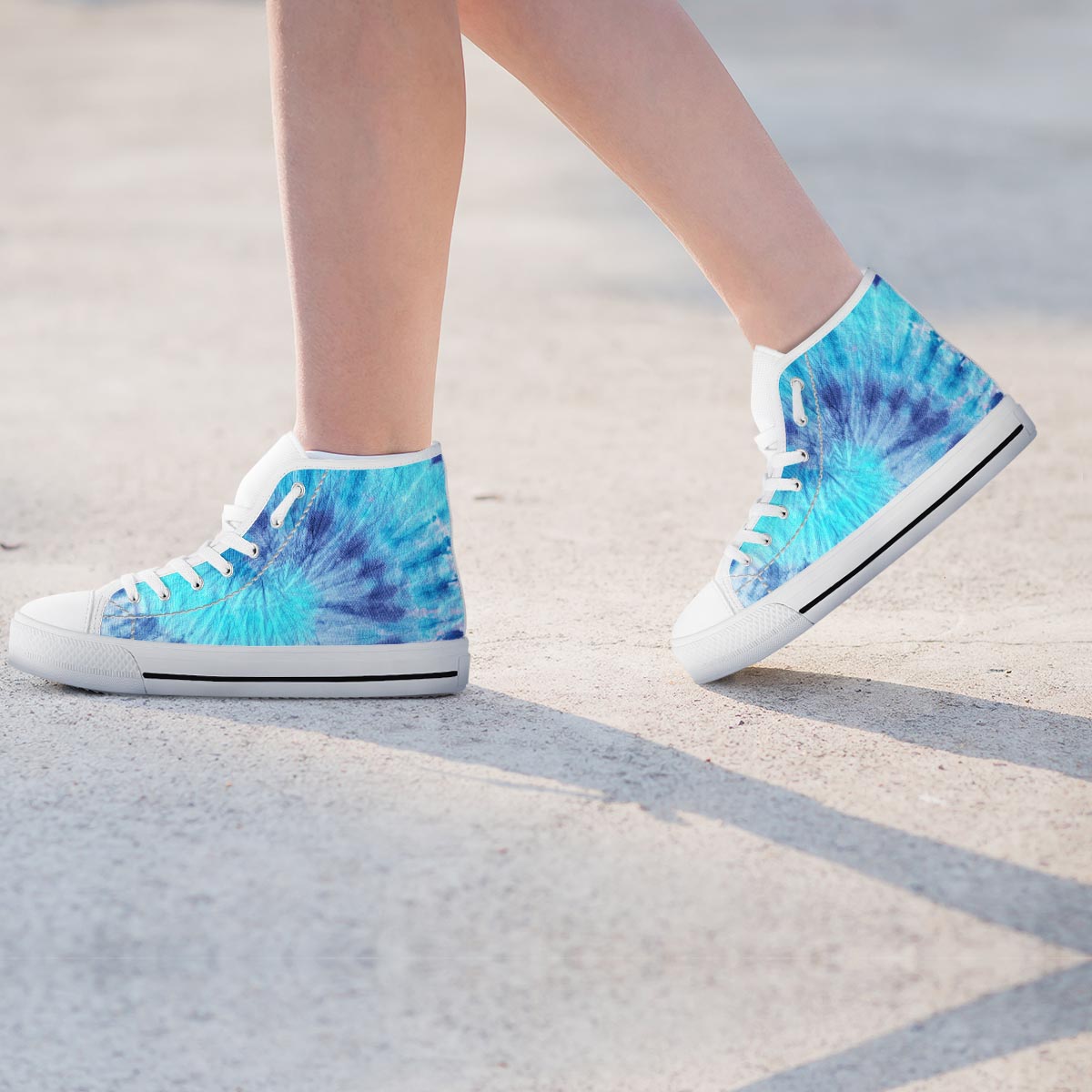 Blue Tie Dye Women's High Top Shoes-grizzshop