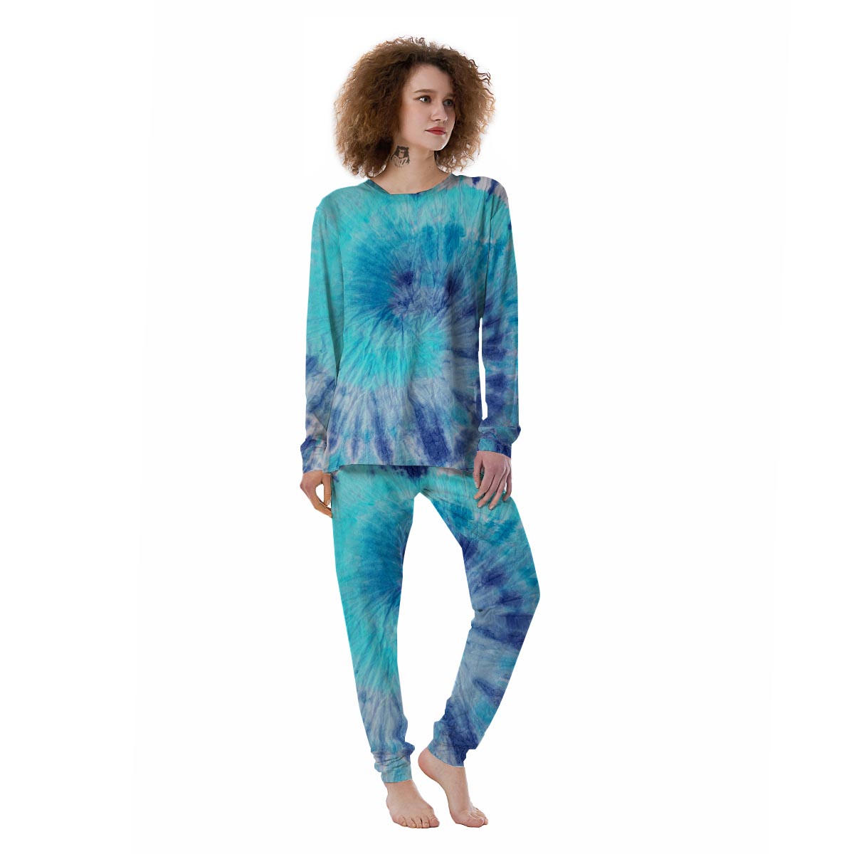 Blue Tie Dye Women's Pajamas-grizzshop