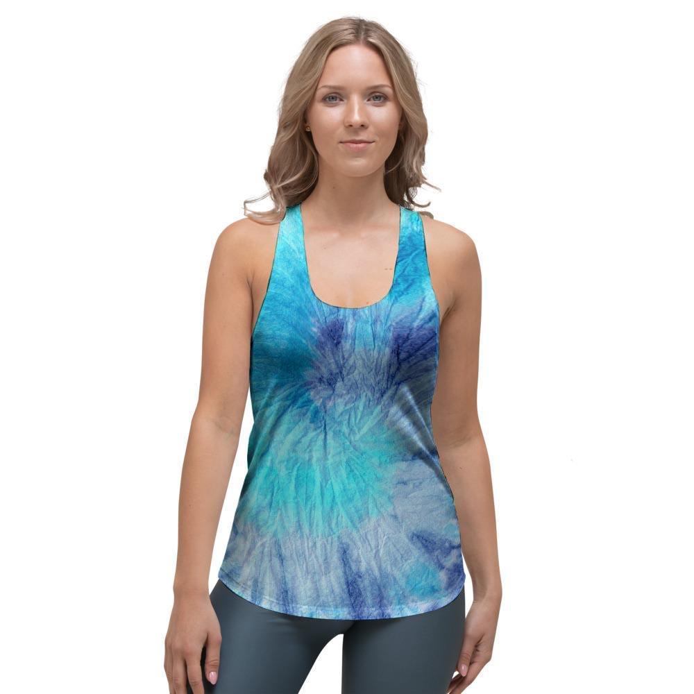 Blue Tie Dye Women's Racerback Tank Top-grizzshop
