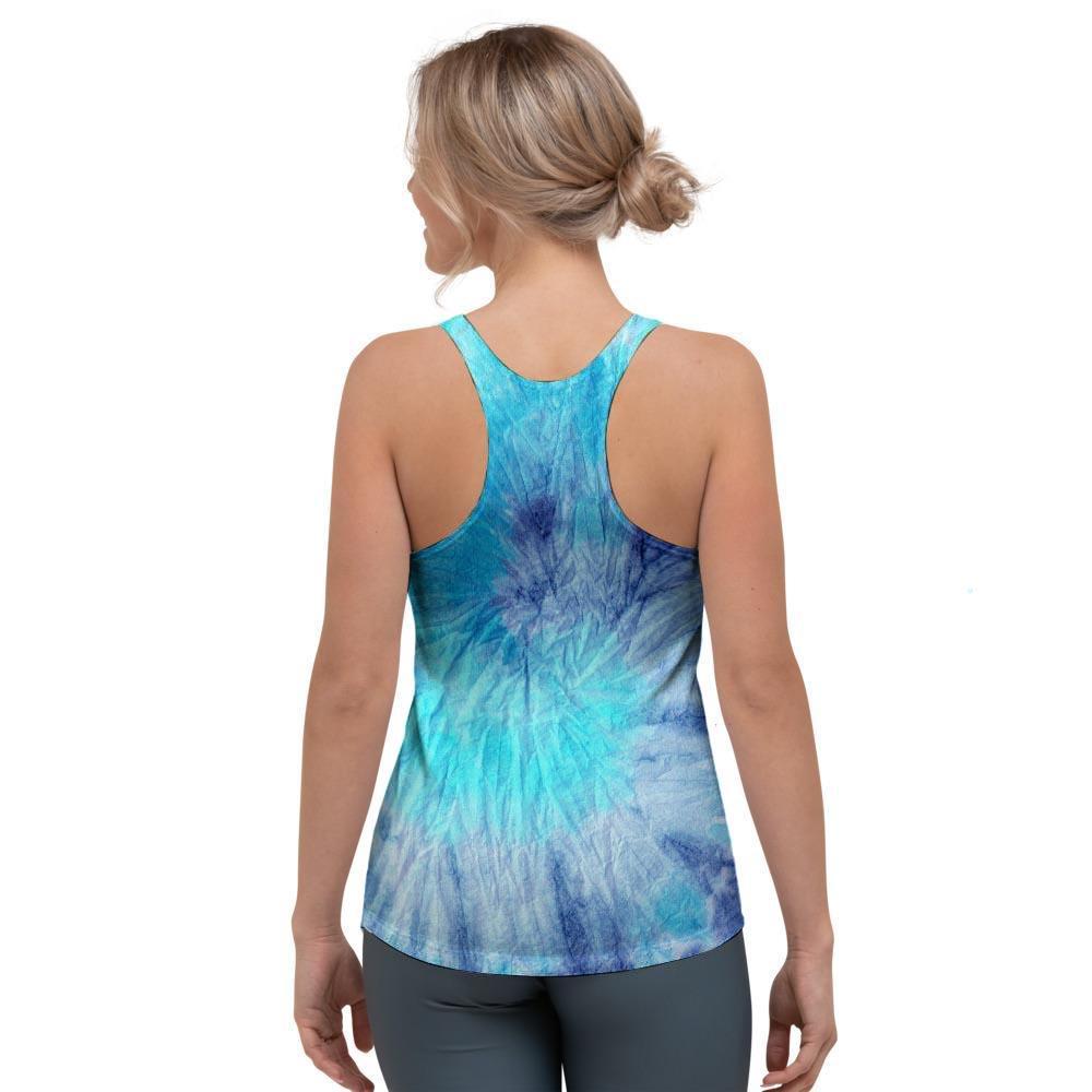 Blue Tie Dye Women's Racerback Tank Top-grizzshop