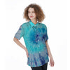 Blue Tie Dye Women's Short Sleeve Shirts-grizzshop