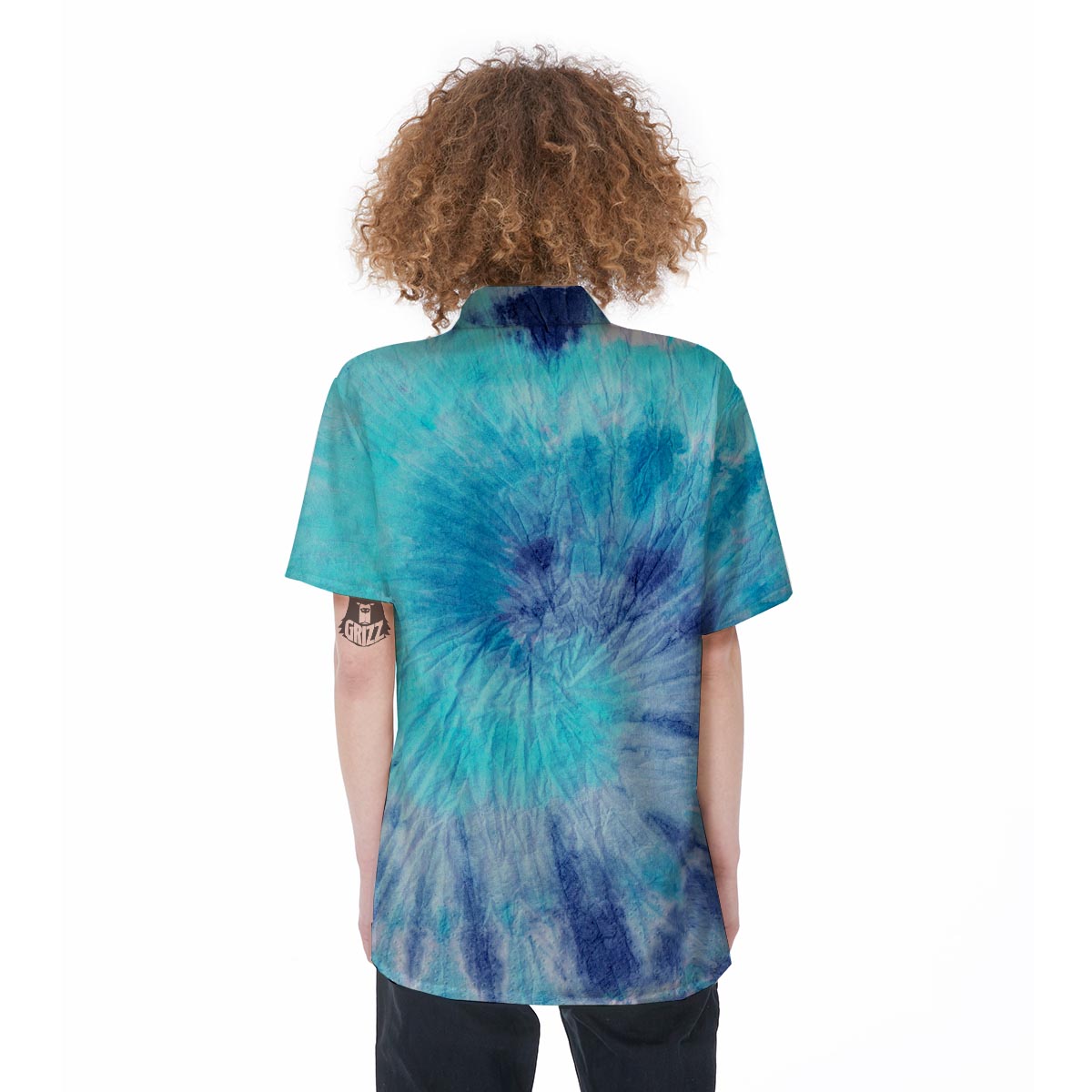 Blue Tie Dye Women's Short Sleeve Shirts-grizzshop