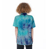 Blue Tie Dye Women's Short Sleeve Shirts-grizzshop