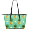Blue Triangle Tropical Hawaiian Pineapple Purse Print Leather Tote Bag-grizzshop