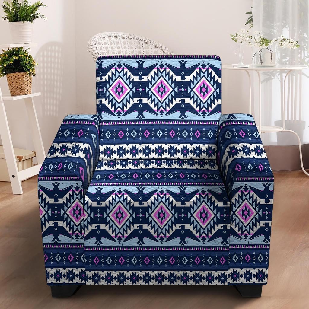 Blue Tribal Aztec Eagles Armchair Cover-grizzshop