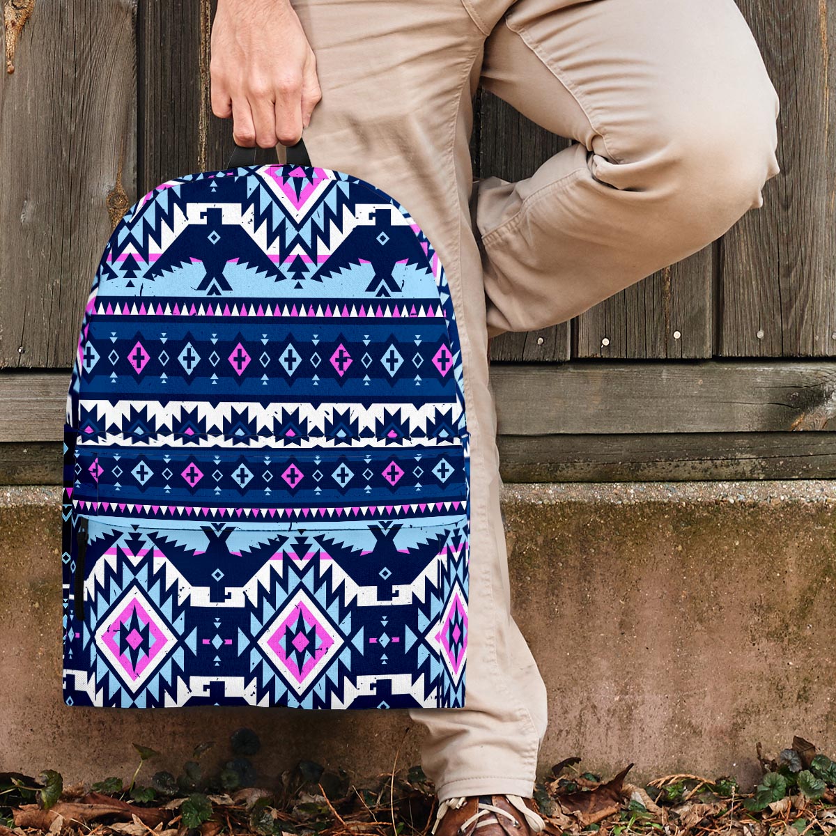 Blue Tribal Aztec Eagles Backpack-grizzshop