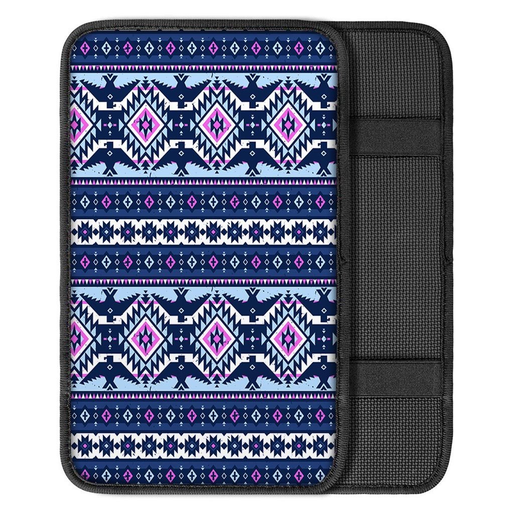 Blue Tribal Aztec Eagles Car Console Cover-grizzshop