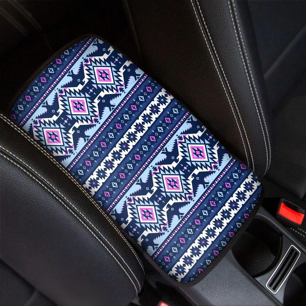 Blue Tribal Aztec Eagles Car Console Cover-grizzshop