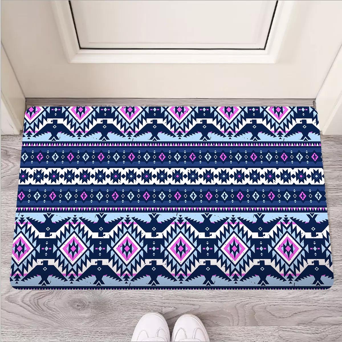 Blue Tribal Aztec Eagles Door Mat-grizzshop