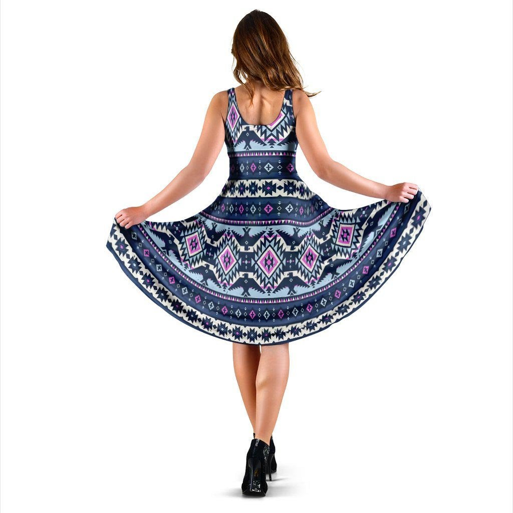 Blue Tribal Aztec Eagles Dress-grizzshop