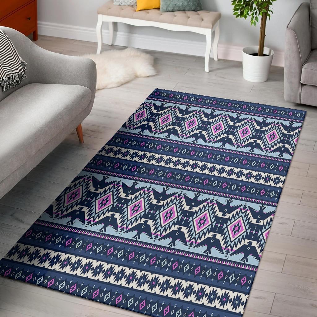 Blue Tribal Aztec Eagles Floor Mat-grizzshop