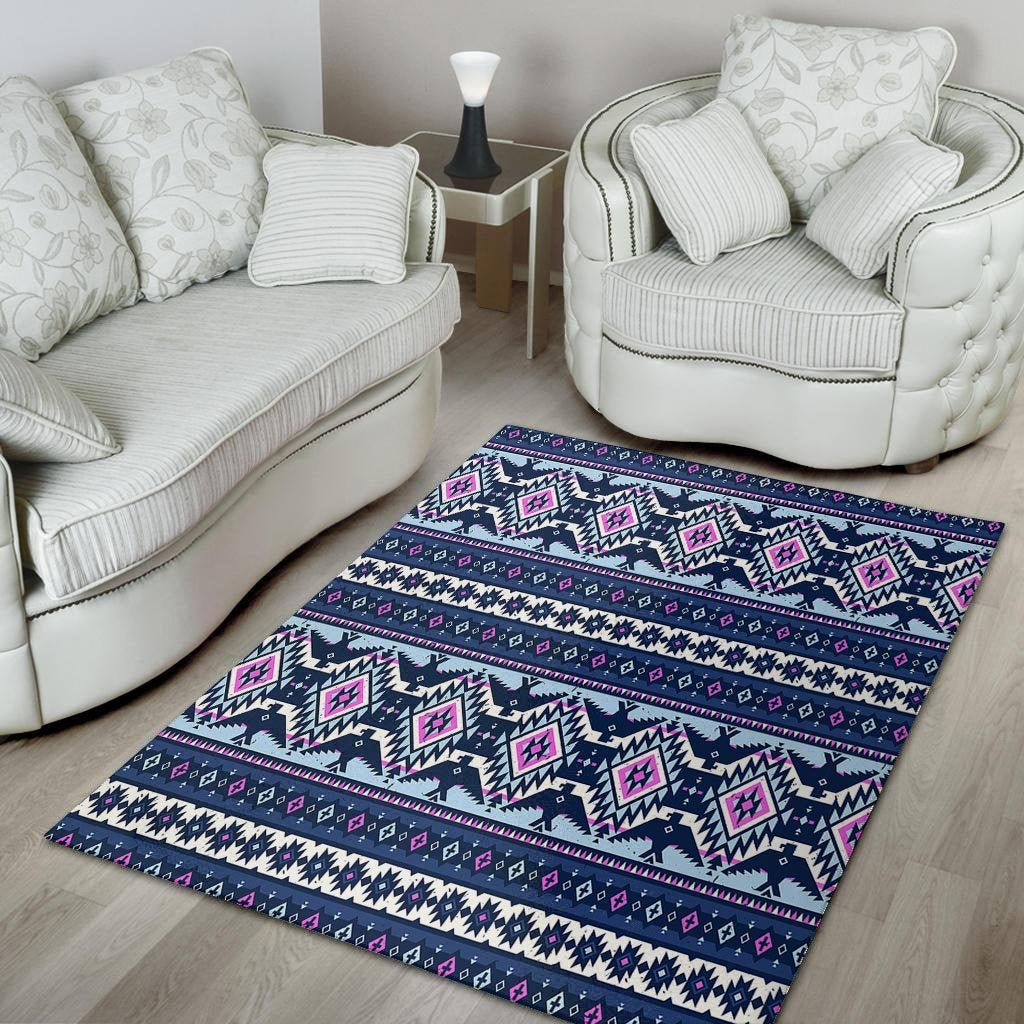 Blue Tribal Aztec Eagles Floor Mat-grizzshop